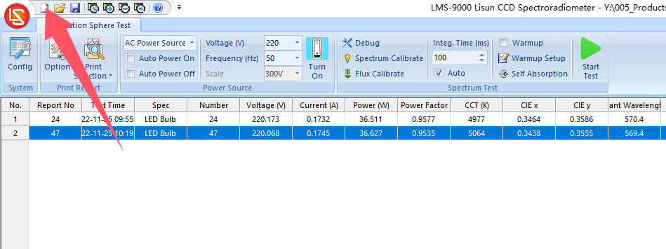 LMS-9000C create a new database file
