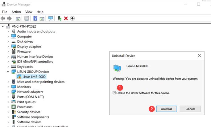 delete LMS 9000 driver