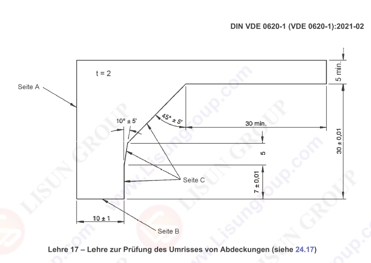 VDE 0620-1 Lehre 17 Gauge for Testing Outline of Caps and Covers