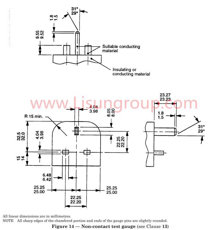 Non-contact Test Gauge of BS 1363-2 Figure 14