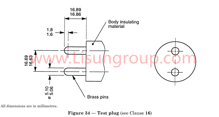 Test Plug According to BS 1363-3 Figure 34