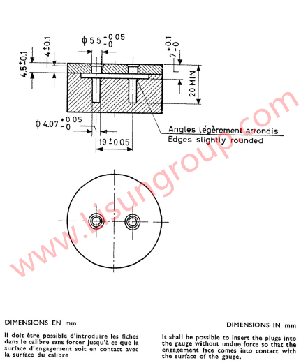 Gauges C 13 of CEE 7 for 2.5A 250V Two-pole Plugs for Interchange Ability