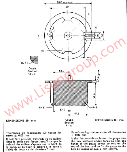 Gauges C 14 of CEE7 for Dimensions of Mounting Boxes of 10/16A 250V Two-pole Flush-type Socket-outlets