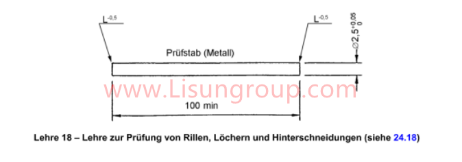 DIN-VDE 0620-1 Lehre 18 Prüfung von Rillen, Löchern und Hinterschneidungen