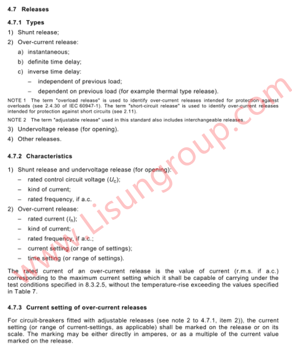 IEC 60947-2 Clause 4.7