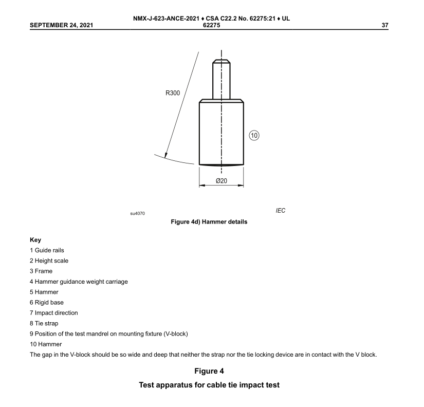 UL 62275 Figure 4d Test Apparatus for Cable Tie Impact Test