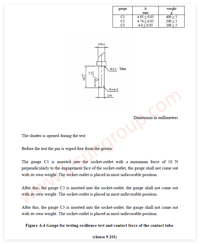 TIS166-2549 Figure A.4 Contact Sleeve Resilience Gauge